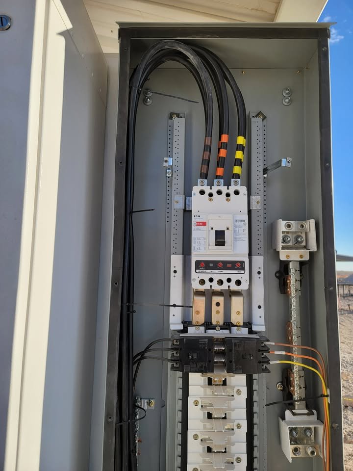 200 amp overhead meter pole with electrical rack