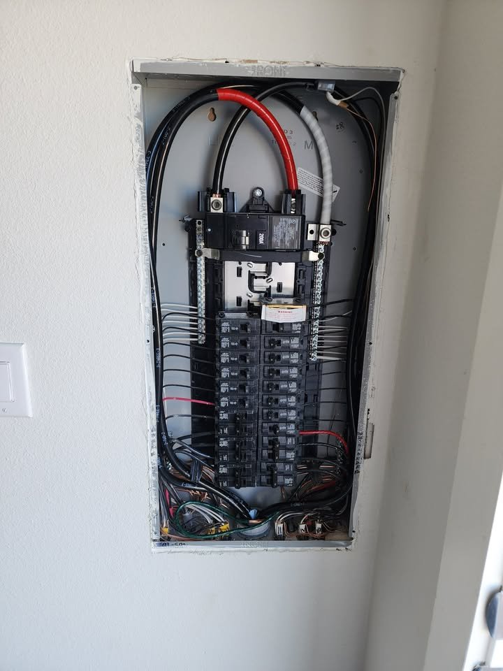 Panel wiring and meter base interior