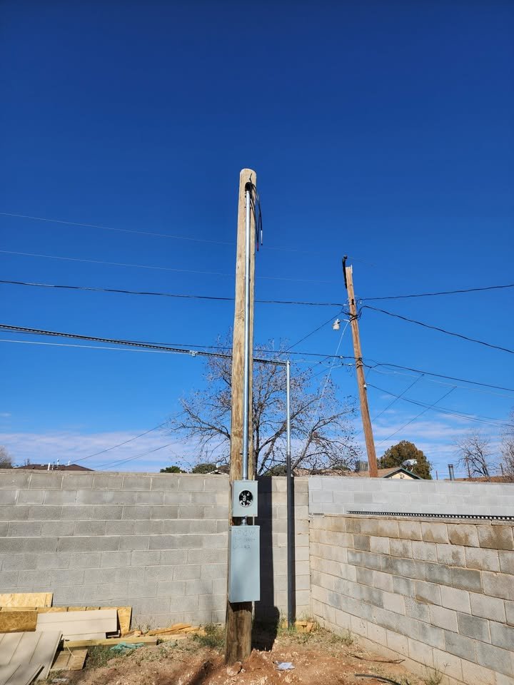 Bobcat excavator setting meter pole